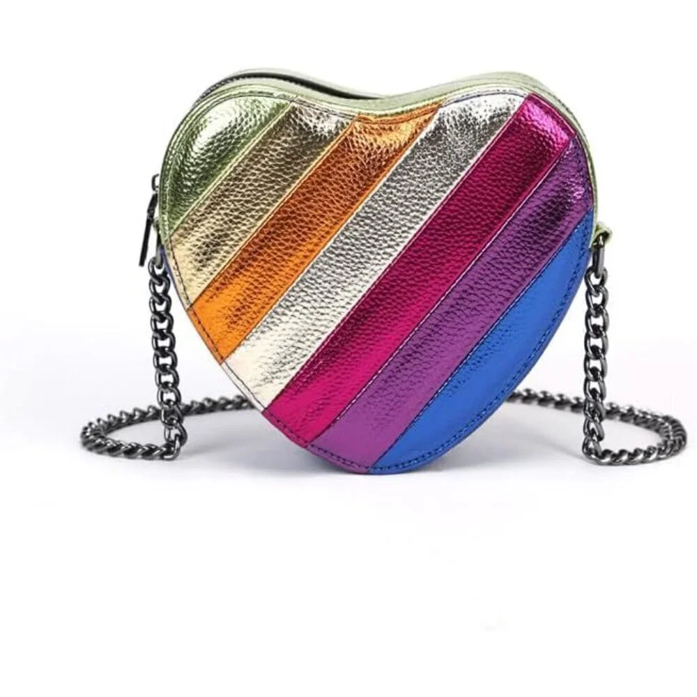 Women's Denim Heart-Shaped Mini Crossbody Phone Bag Small Travel Purse